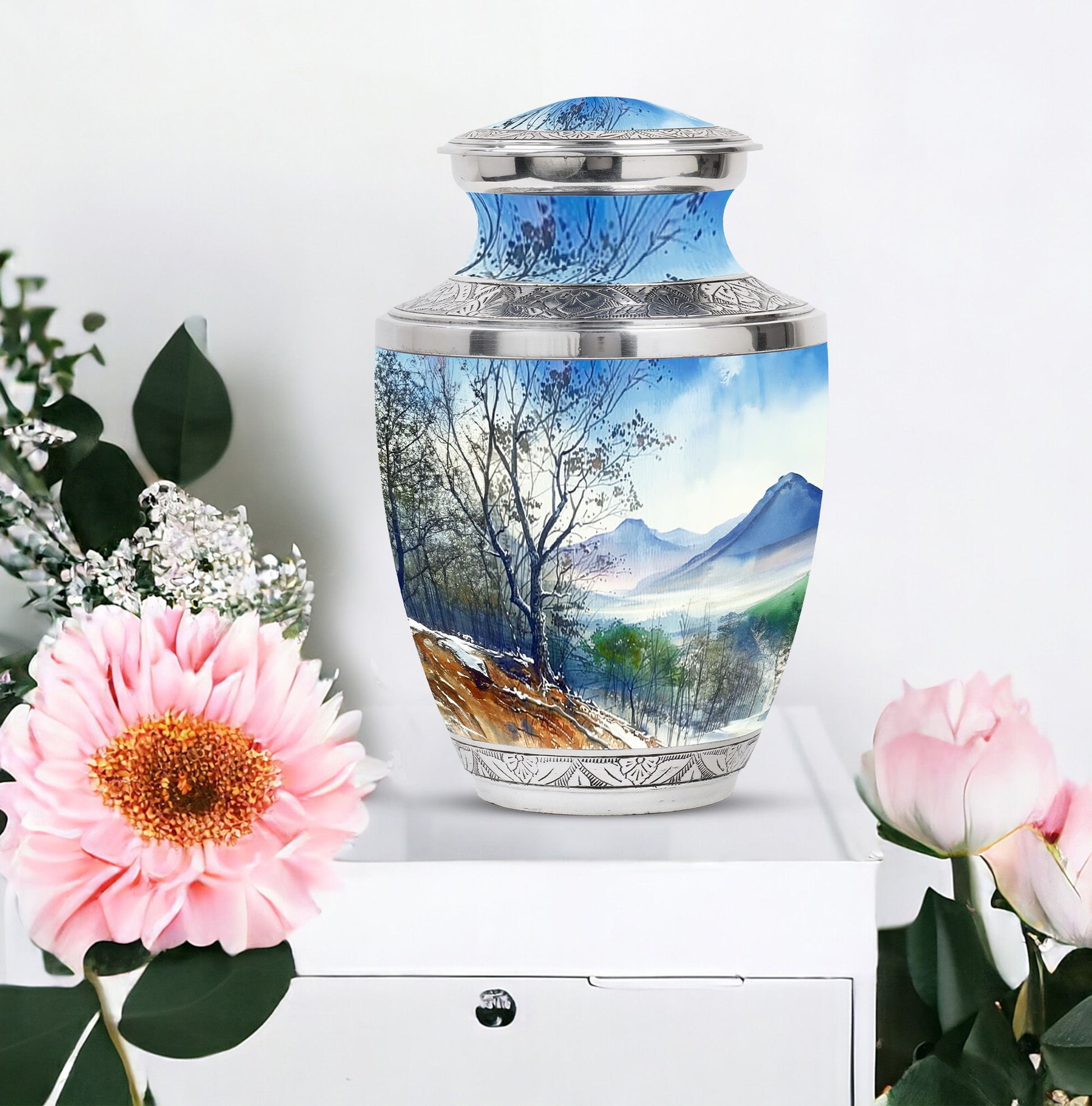 Mountains Urn For Human Ashes Funeral, Ashes Cremation Urn For Ashes