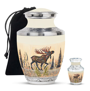 Moose Walking Small Urns For Ashes Funeral, Ashes Urn