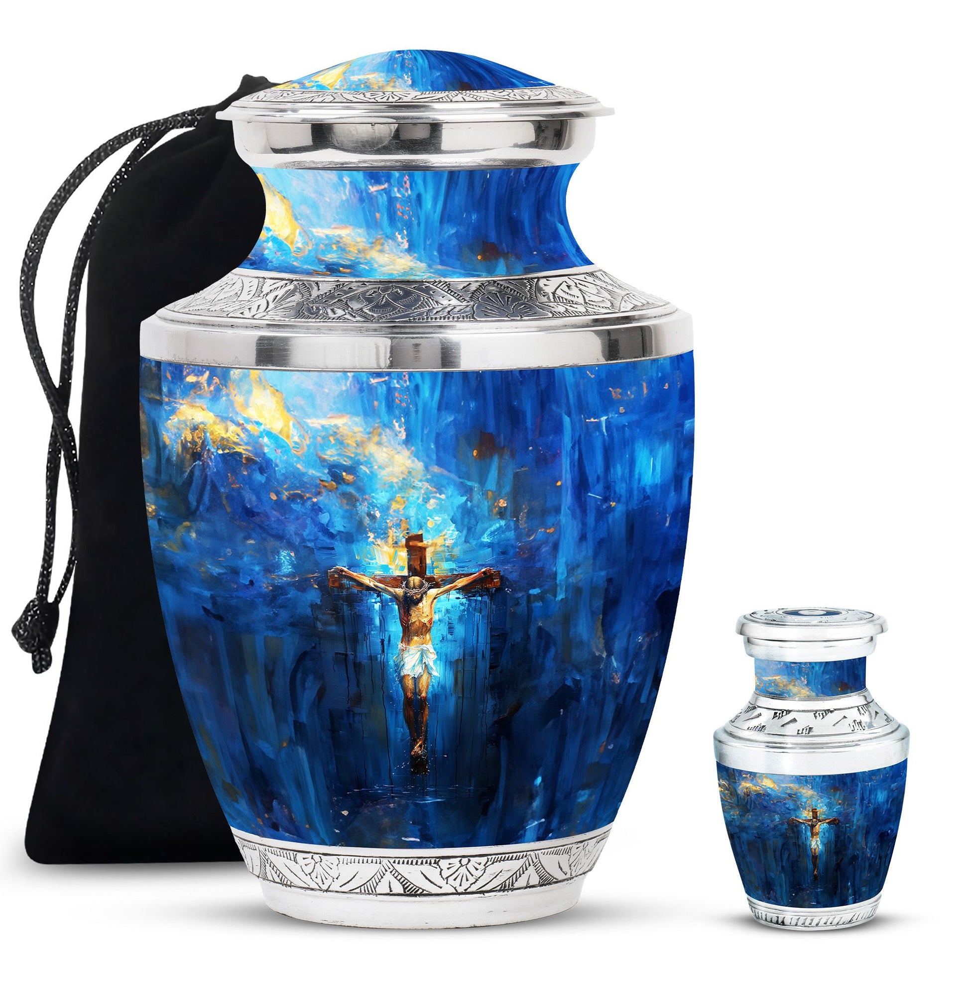 Jesus Theme Large Urn With 1 Keepsake Urn