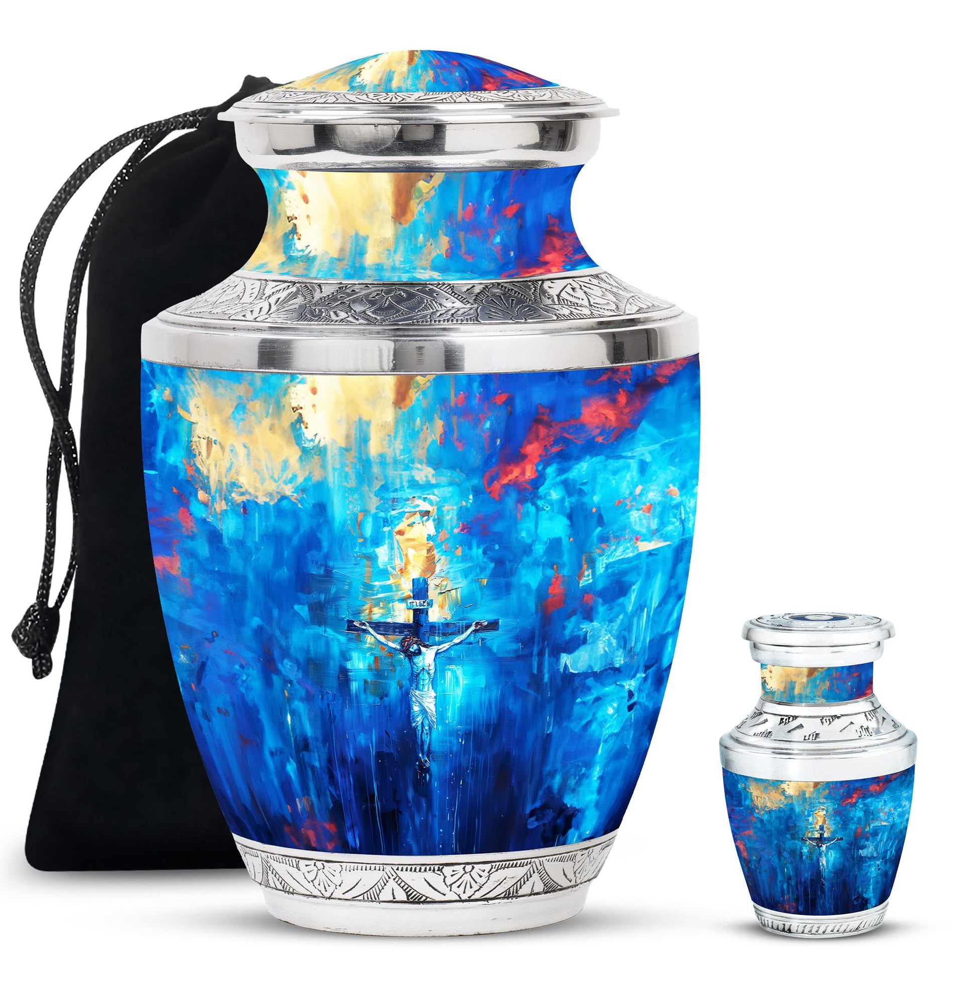 Jesus Theme Large Urn With 1 Keepsake Urn