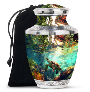 Tortoise Theme Large Urn 10 Inch
