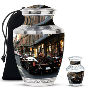Car Theme Large Urn With 1 Keepsake Urn
