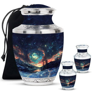 Majestic Sky Theme Large Urn With 2 Keepsake Urn