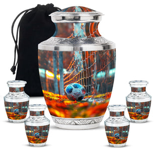 Foothball Theme Large Urn With 4 Keepsake Urn