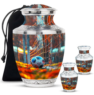 Foothball Theme Large Urn With 2 Keepsake Urn