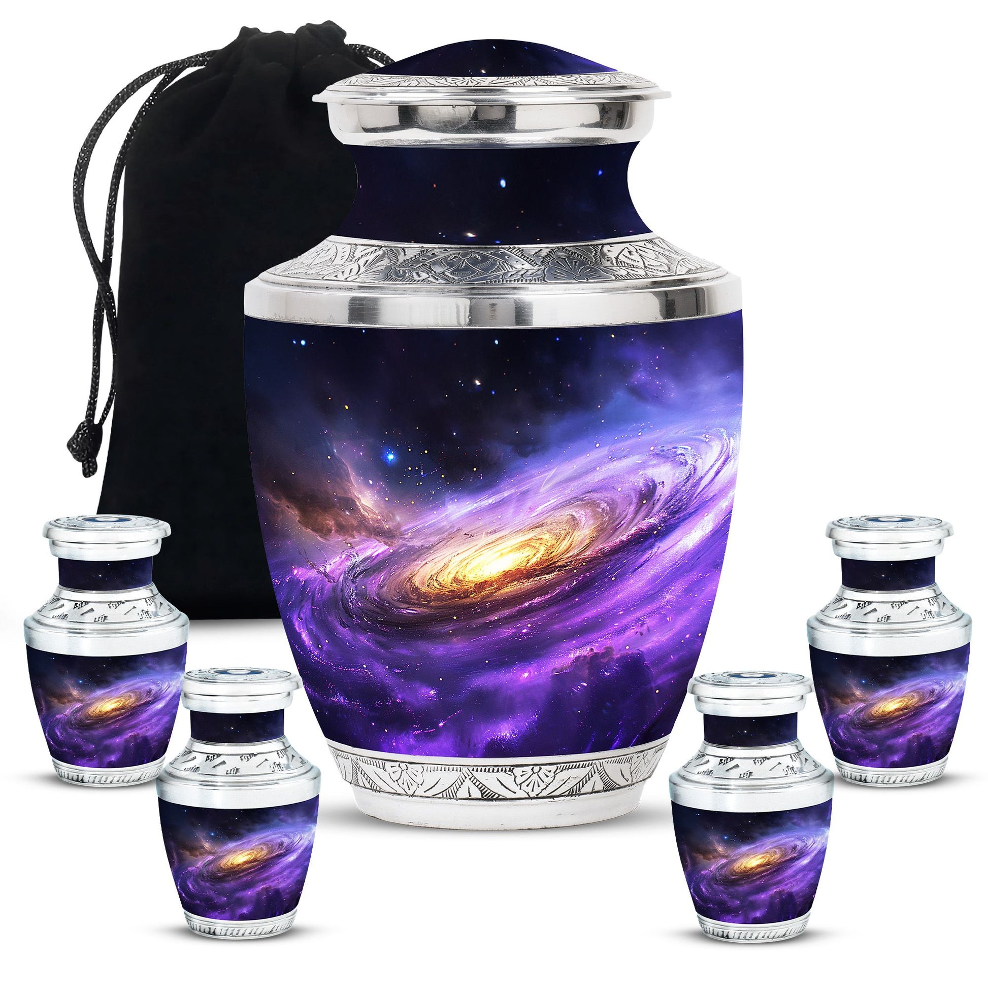Galaxy Theme Large Urn With 4 Keepsake Urn