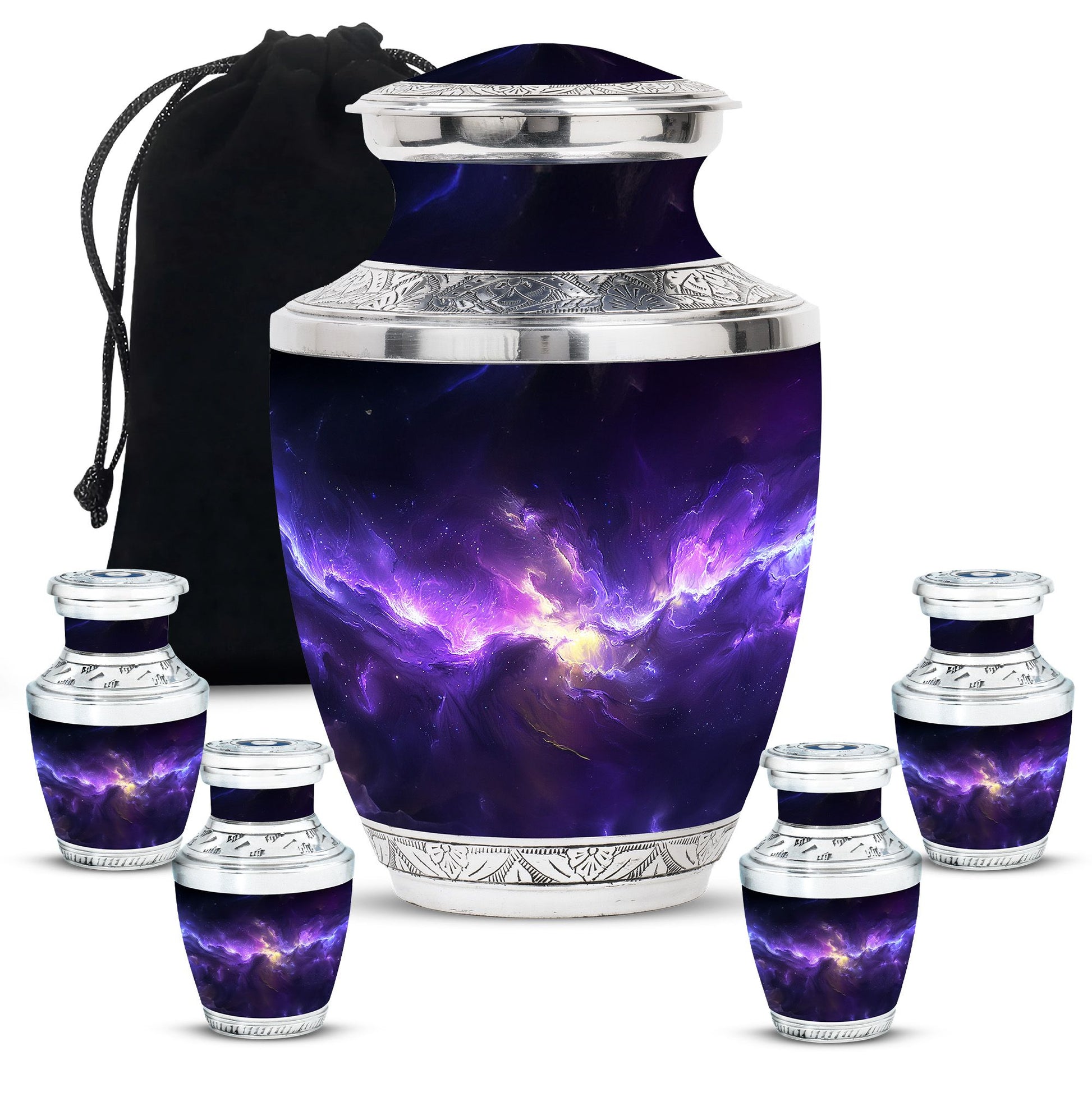 Galaxy Theme Large Urn With 4 Keepsake Urn