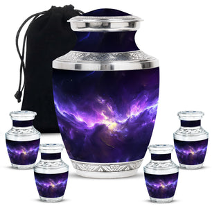 Galaxy Theme Large Urn With 4 Keepsake Urn