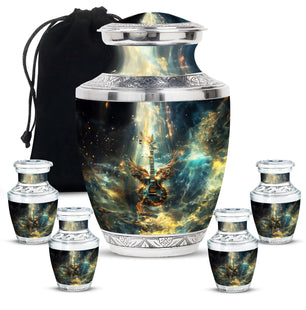 Guitar Theme Large Urn With 4 Keepsake Urn