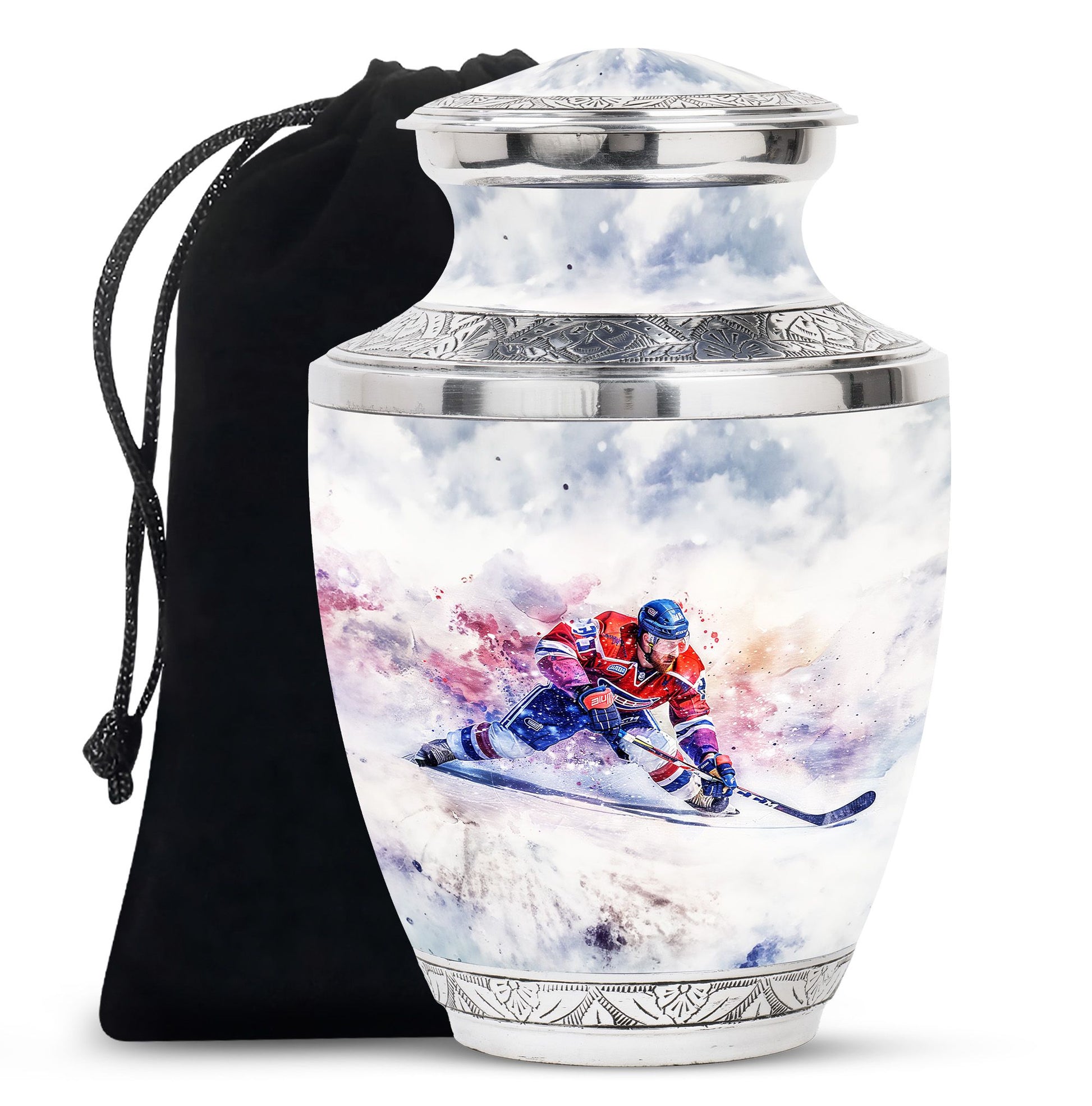 Ice Hockey Theme Large Urn 10 Inch
