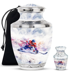 Ice Hockey Theme Large Urn With 1 Keepsake Urn