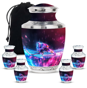 Ice Hockey Theme Large Urn With 4 Keepsake Urn