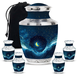Majestic Moon Theme Large Urn With 4 Keepsake Urn