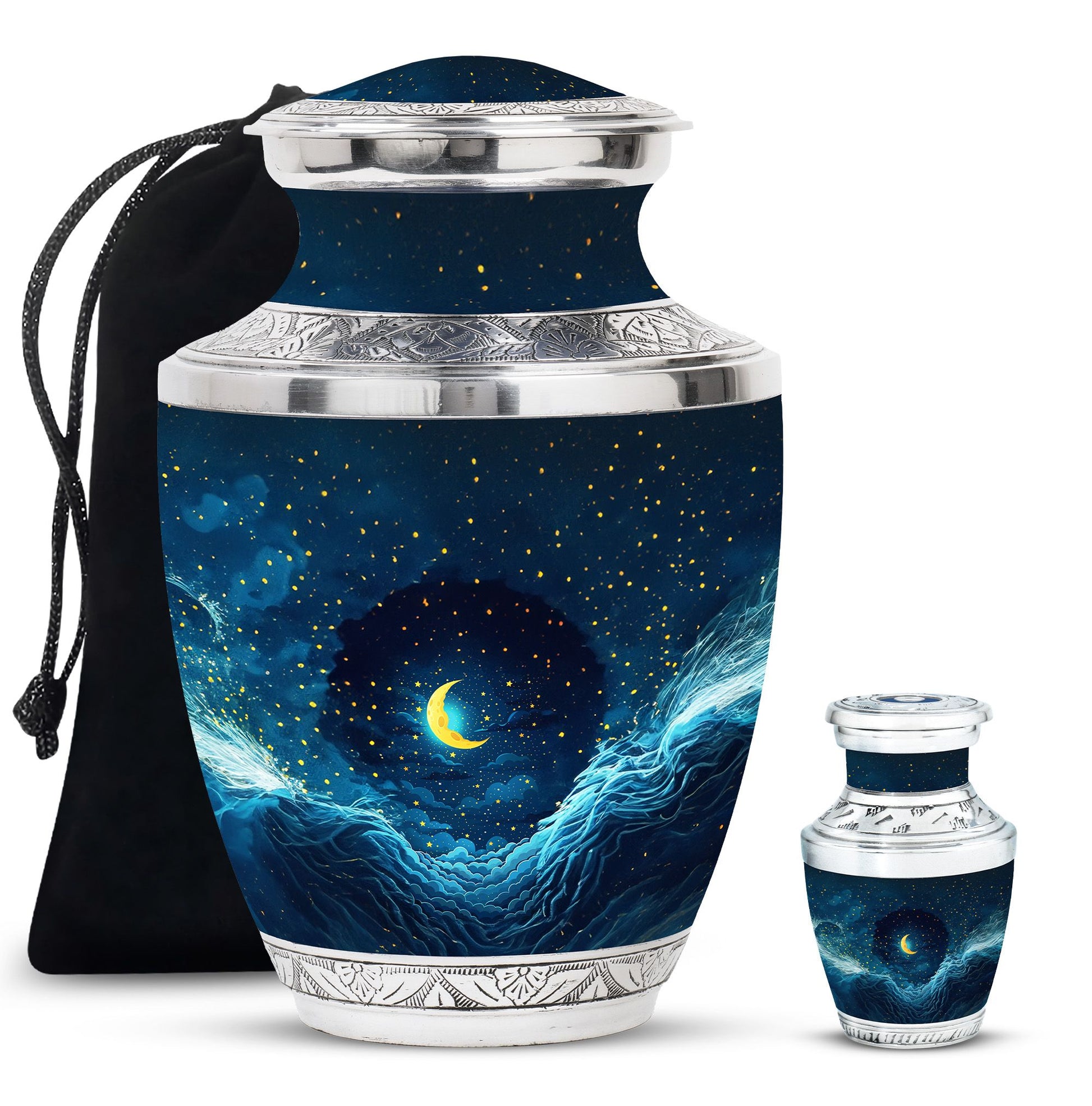 Majestic Moon Theme Large Urn With 1 Keepsake Urn