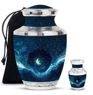 Majestic Moon Theme Large Urn With 1 Keepsake Urn