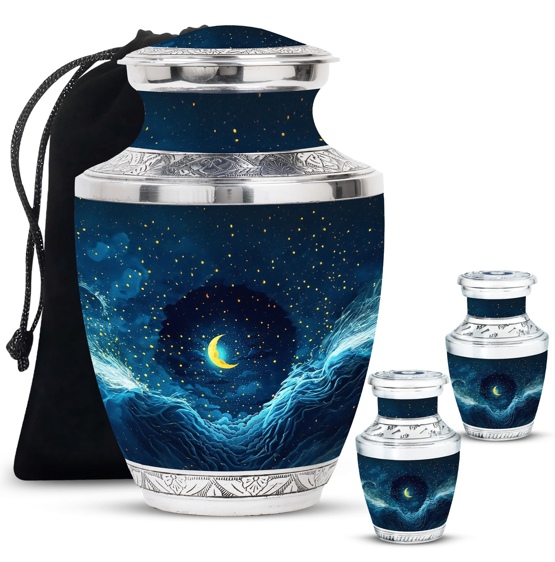 Majestic Moon Theme Large Urn With 2 Keepsake Urn