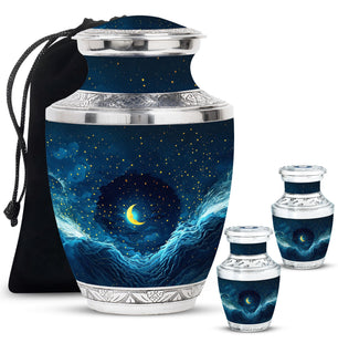 Majestic Moon Theme Large Urn With 2 Keepsake Urn