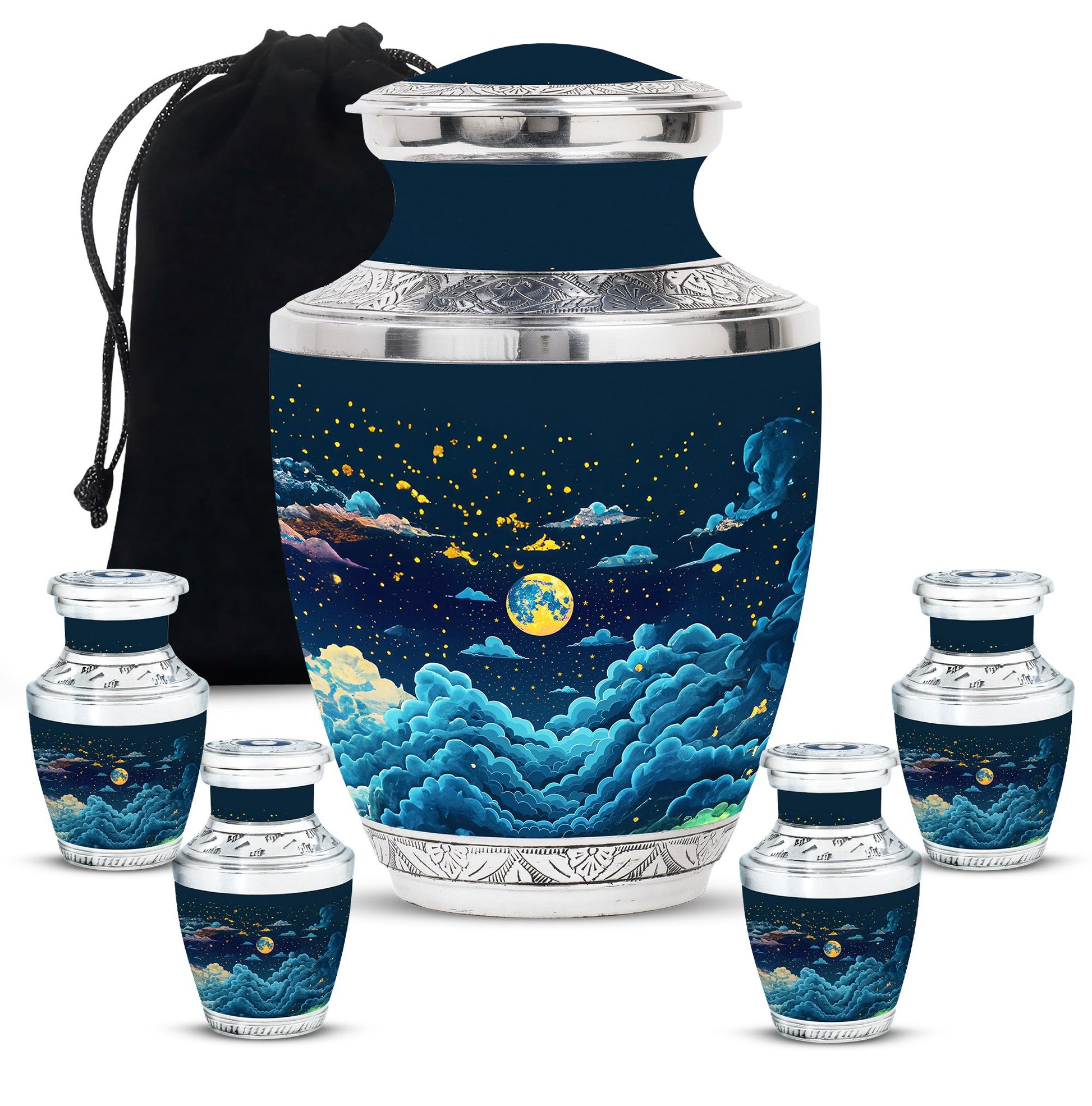 Majestic Moon Theme Large Urn With 4 Keepsake Urn