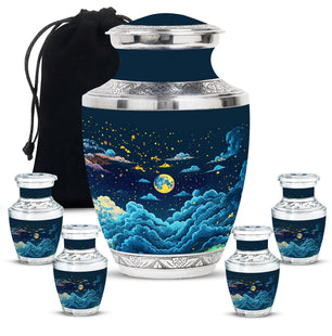 Majestic Moon Theme Large Urn With 4 Keepsake Urn