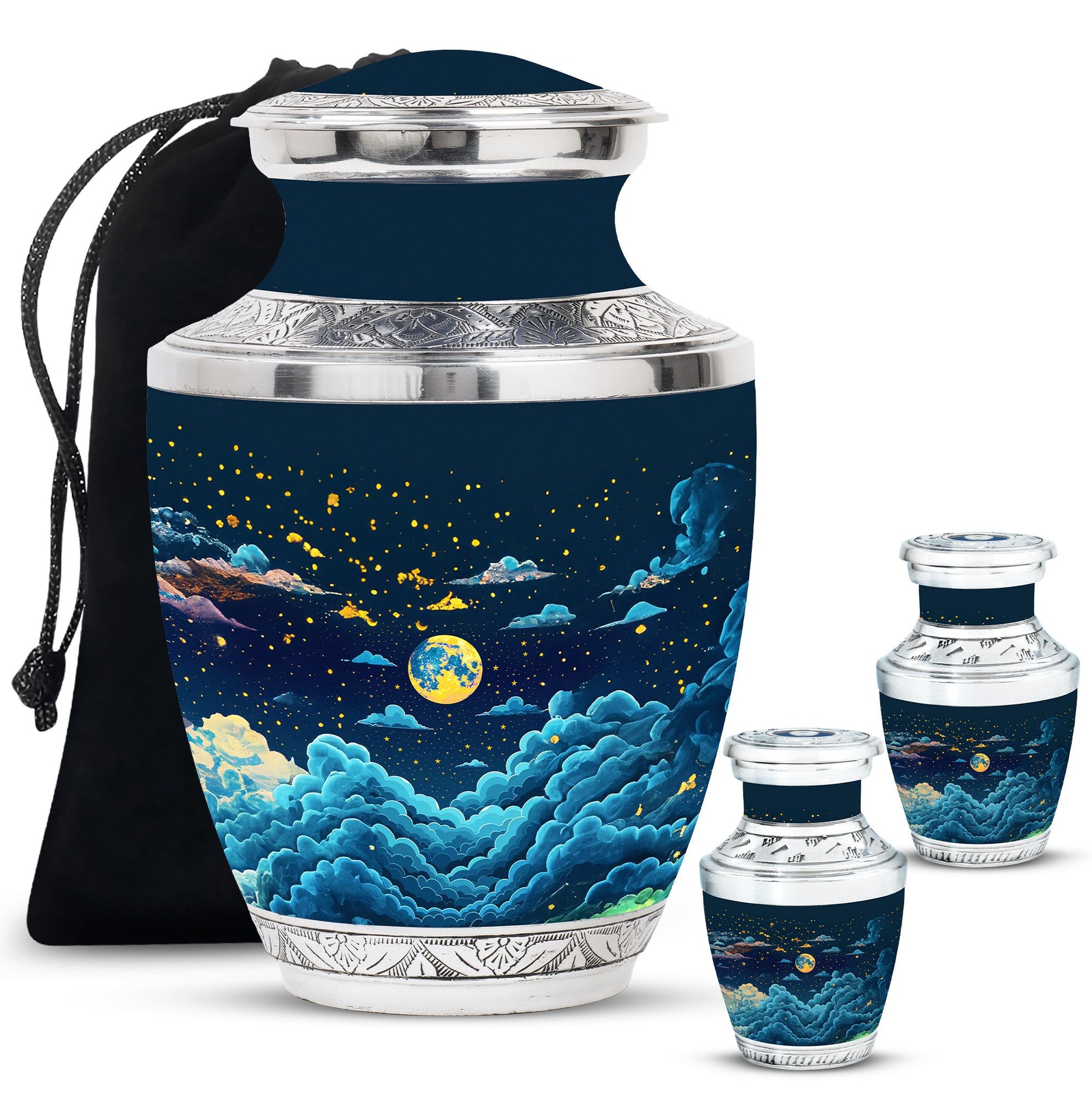 Majestic Moon Theme Large Urn With 2 Keepsake Urn