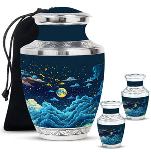 Majestic Moon Theme Large Urn With 2 Keepsake Urn