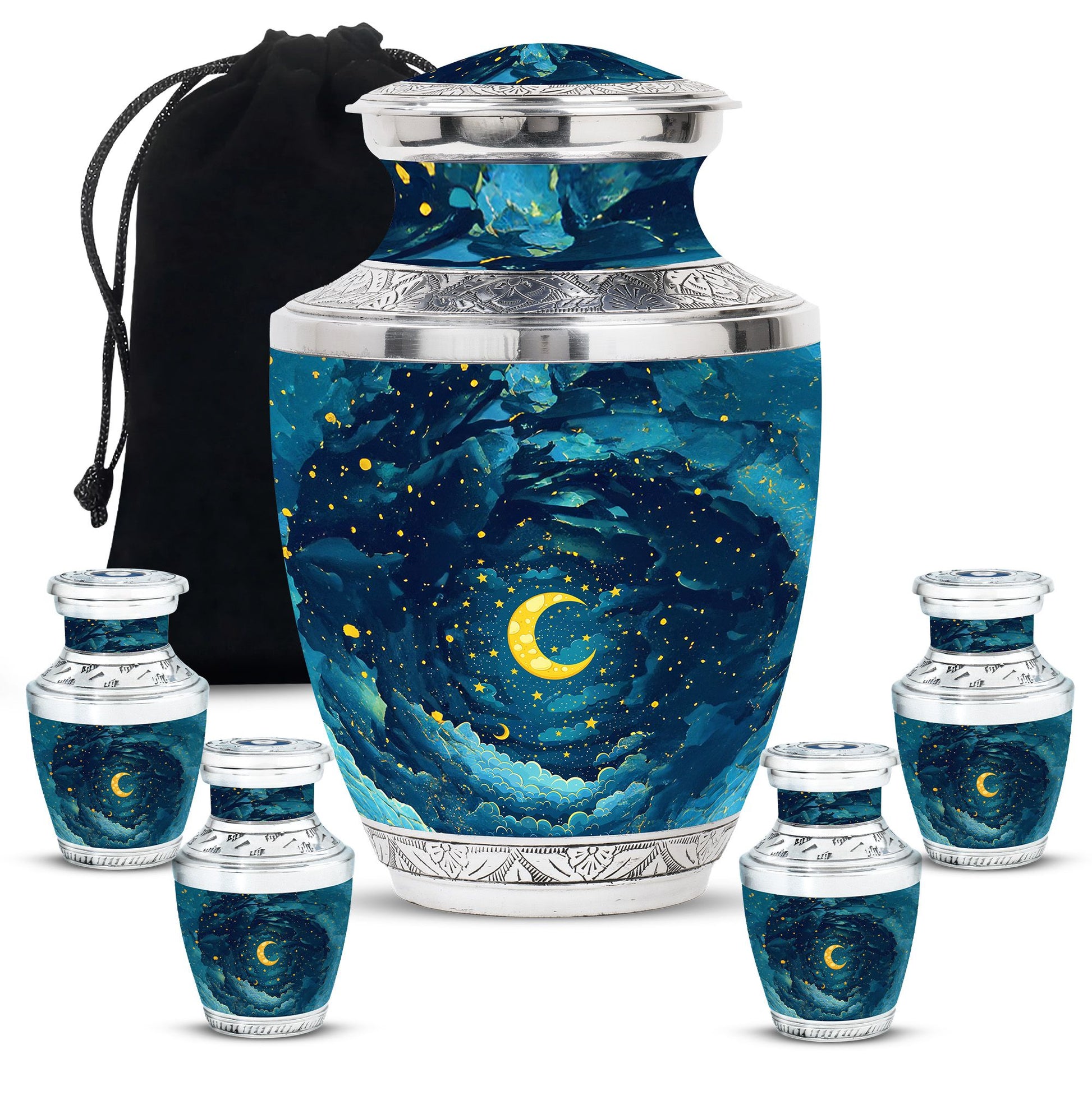 Majestic Moon Theme Large Urn With 4 Keepsake Urn