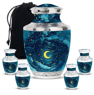 Majestic Moon Theme Large Urn With 4 Keepsake Urn