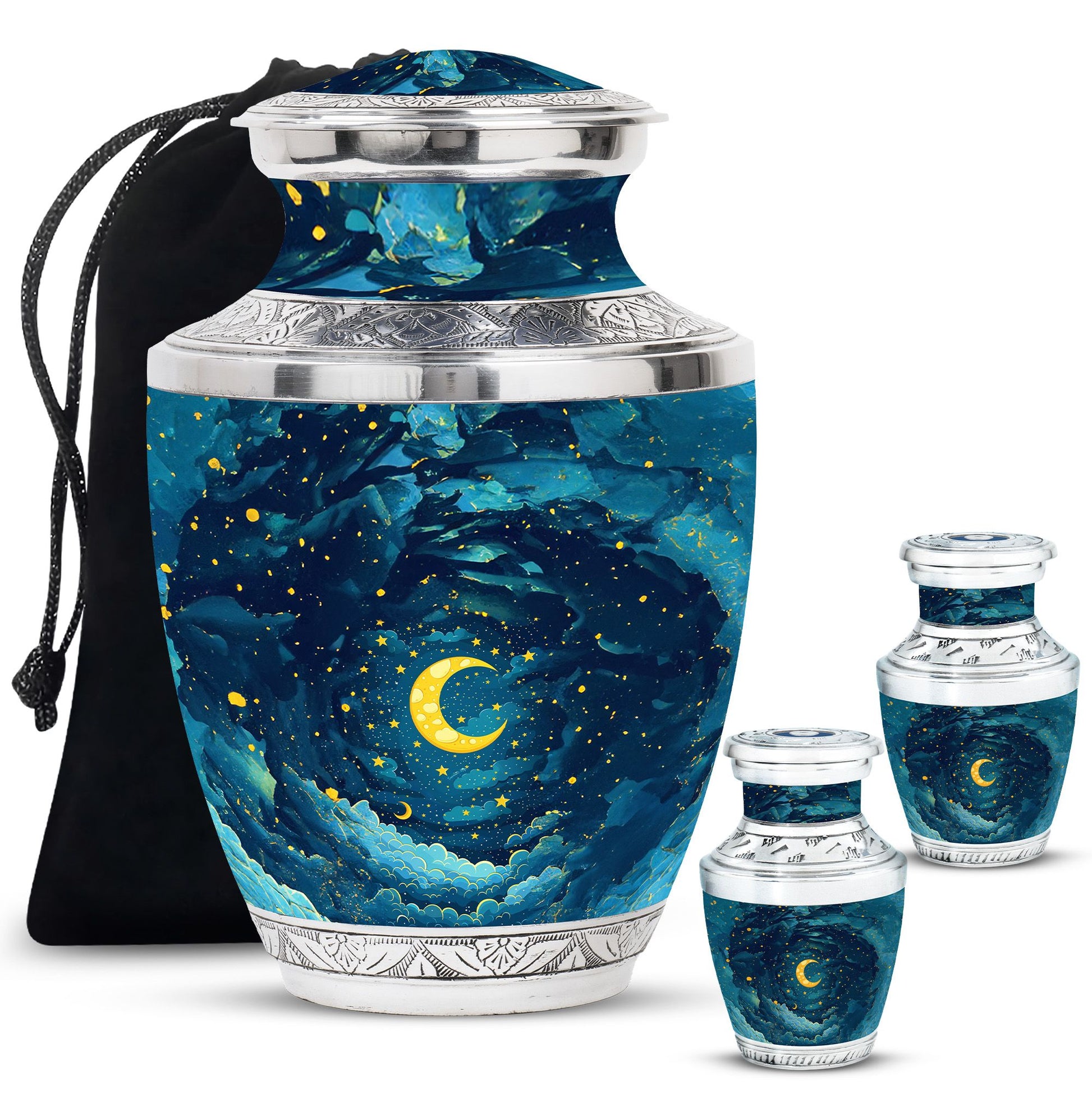 Majestic Moon Theme Large Urn With 2 Keepsake Urn