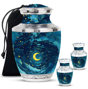 Majestic Moon Theme Large Urn With 2 Keepsake Urn