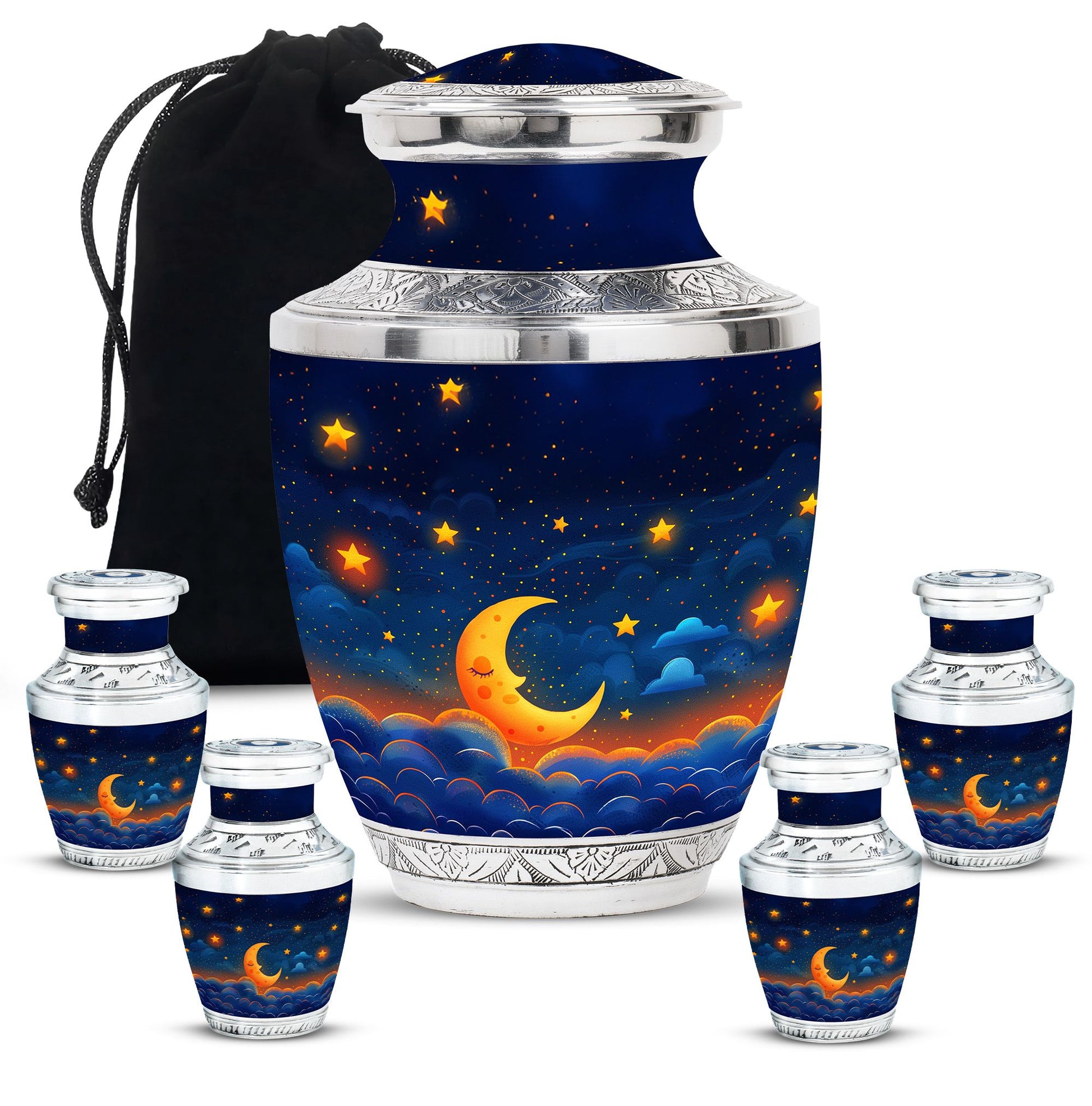 Night Sky Theme Large Urn With 4 Keepsake Urn
