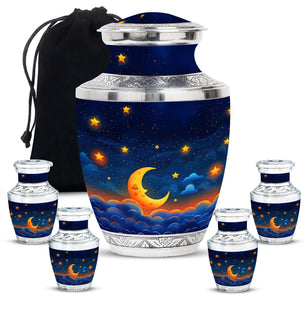 Night Sky Theme Large Urn With 4 Keepsake Urn