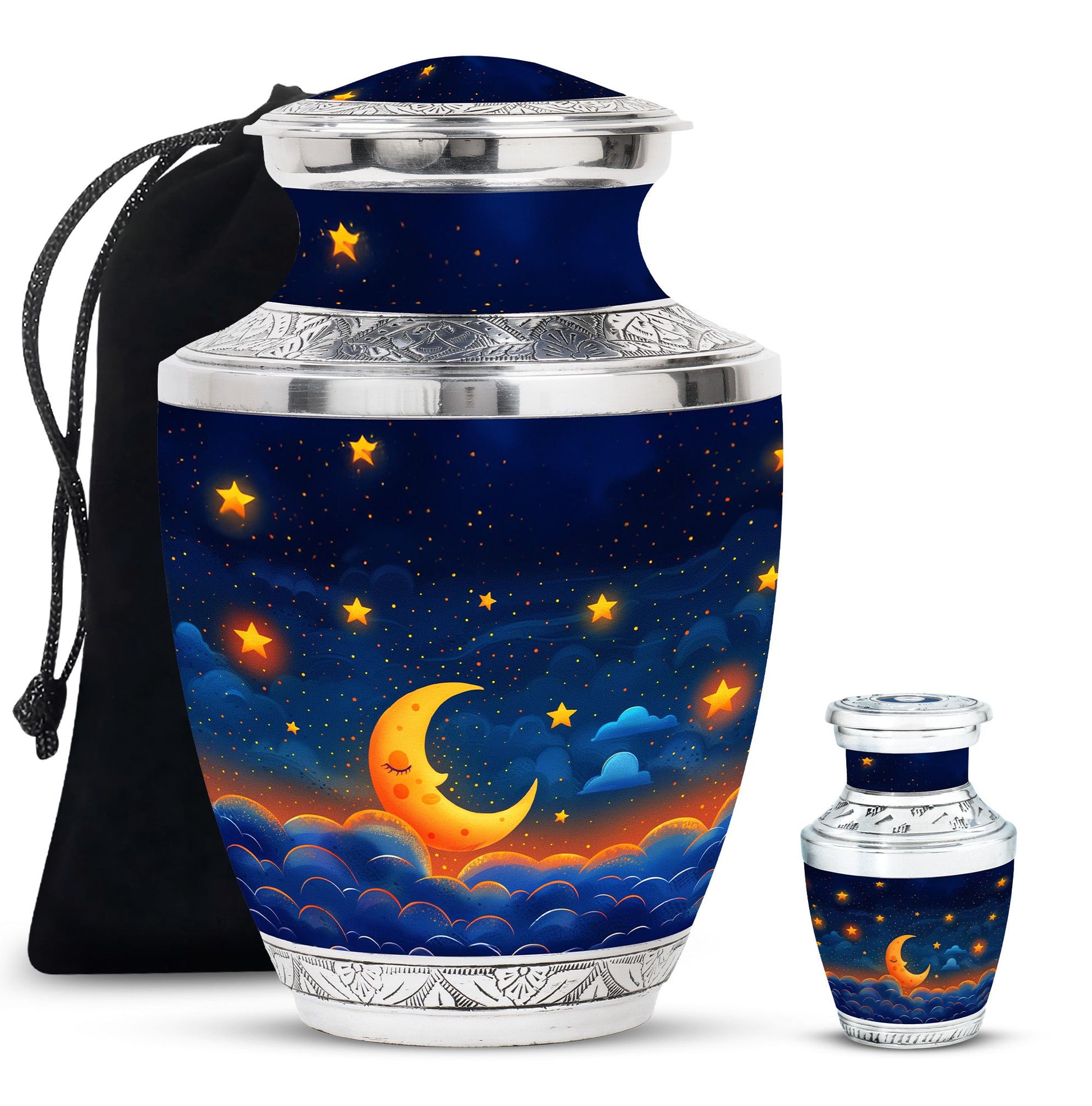 Night Sky Theme Large Urn With 1 Keepsake Urn