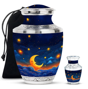 Night Sky Theme Large Urn With 1 Keepsake Urn