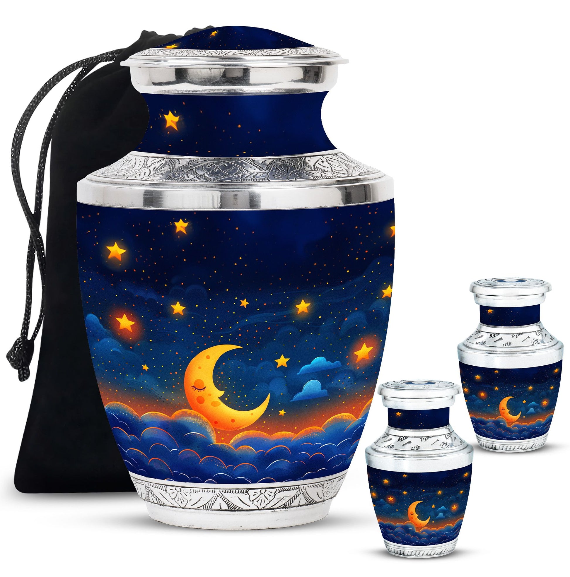 Night Sky Theme Large Urn With 2 Keepsake Urn