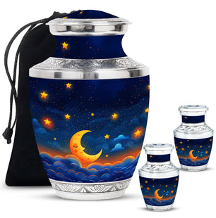 Night Sky Theme Large Urn With 2 Keepsake Urn