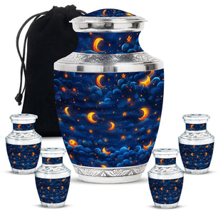 Night Sky Theme Large Urn With 4 Keepsake Urn