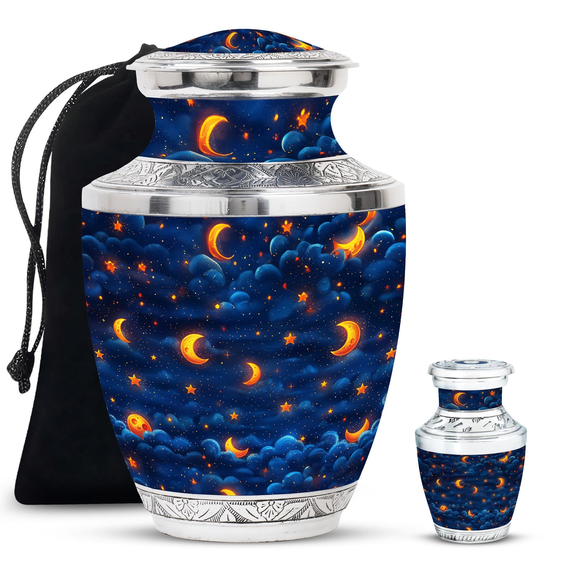 Night Sky Theme Large Urn With 1 Keepsake Urn