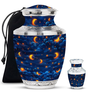 Night Sky Theme Large Urn With 1 Keepsake Urn
