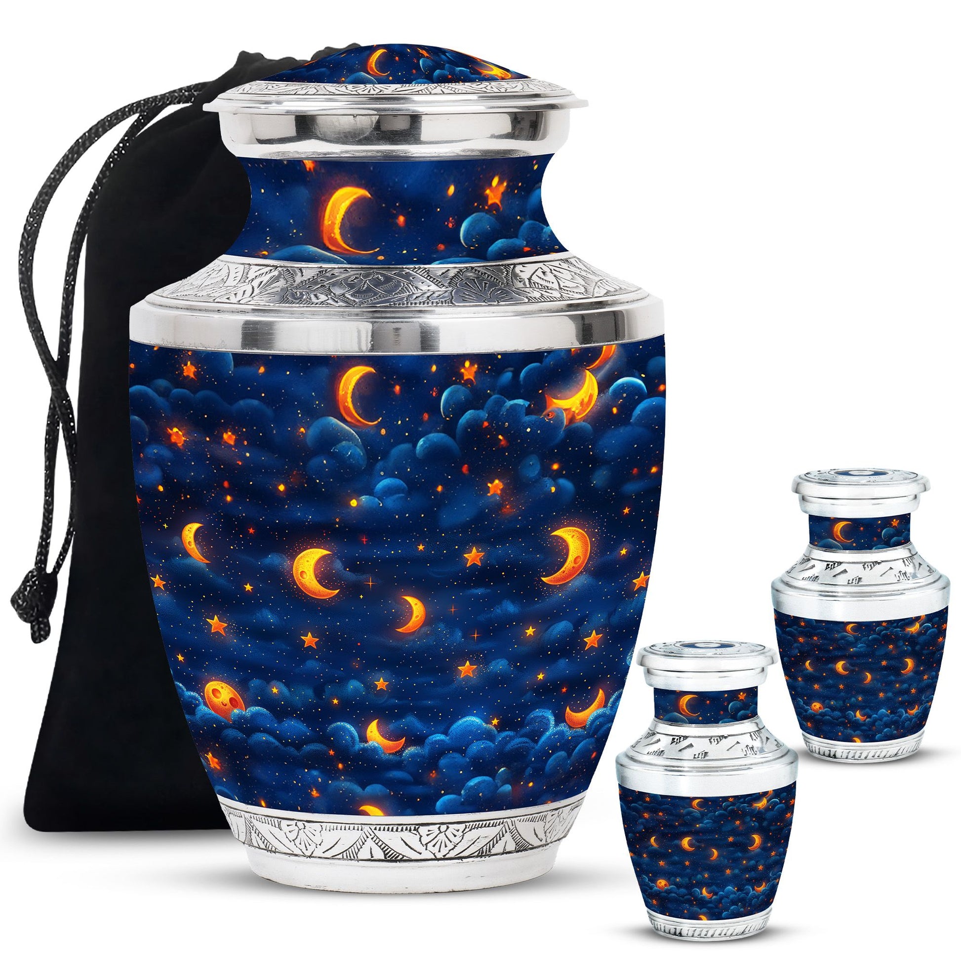 Night Sky Theme Large Urn With 2 Keepsake Urn