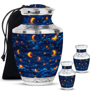 Night Sky Theme Large Urn With 2 Keepsake Urn