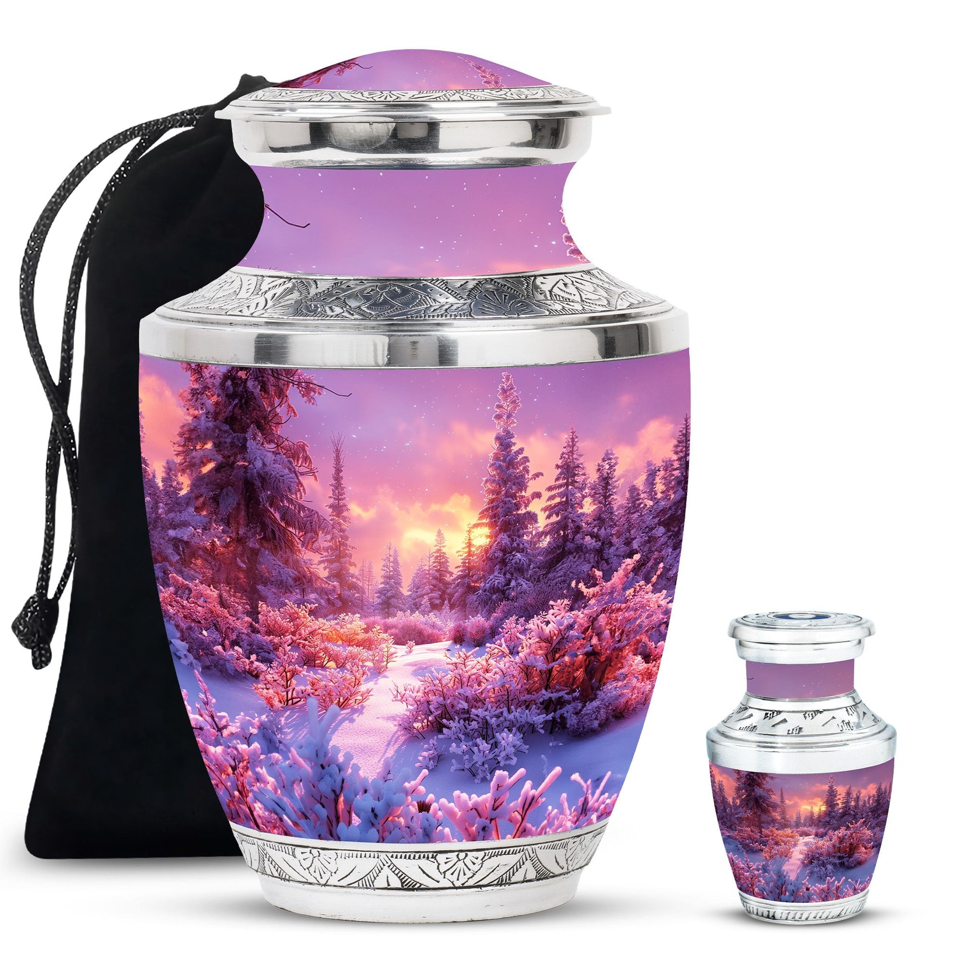 Majestic Sky Theme Large Urn With 1 Keepsake Urn