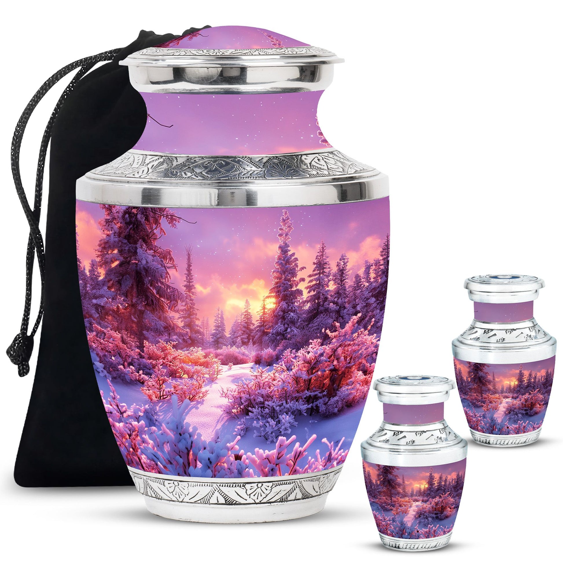 Majestic Sky Theme Large Urn With 2 Keepsake Urn