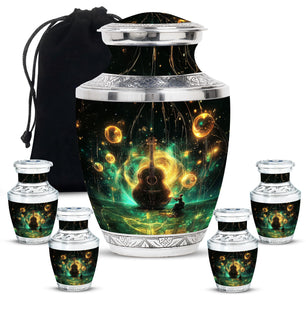 Guitar Theme Large Urn With 4 Keepsake Urn