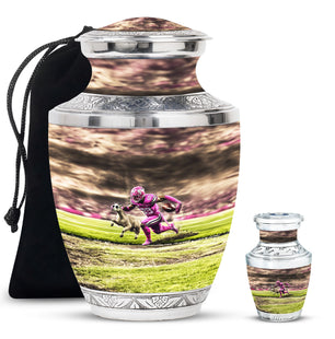 Football Theme Large Urn With 1 Keepsake Urn
