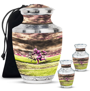 Football Theme Large Urn With 2 Keepsake Urn