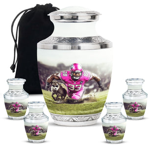Football Theme Large Urn With 4 Keepsake Urn