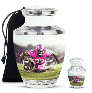 Football Theme Large Urn With 1 Keepsake Urn