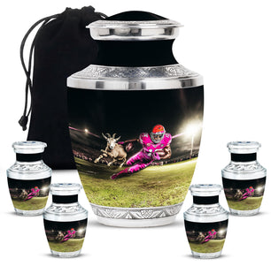 Football Theme Large Urn With 4 Keepsake Urn
