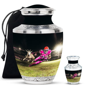 Football Theme Large Urn With 1 Keepsake Urn
