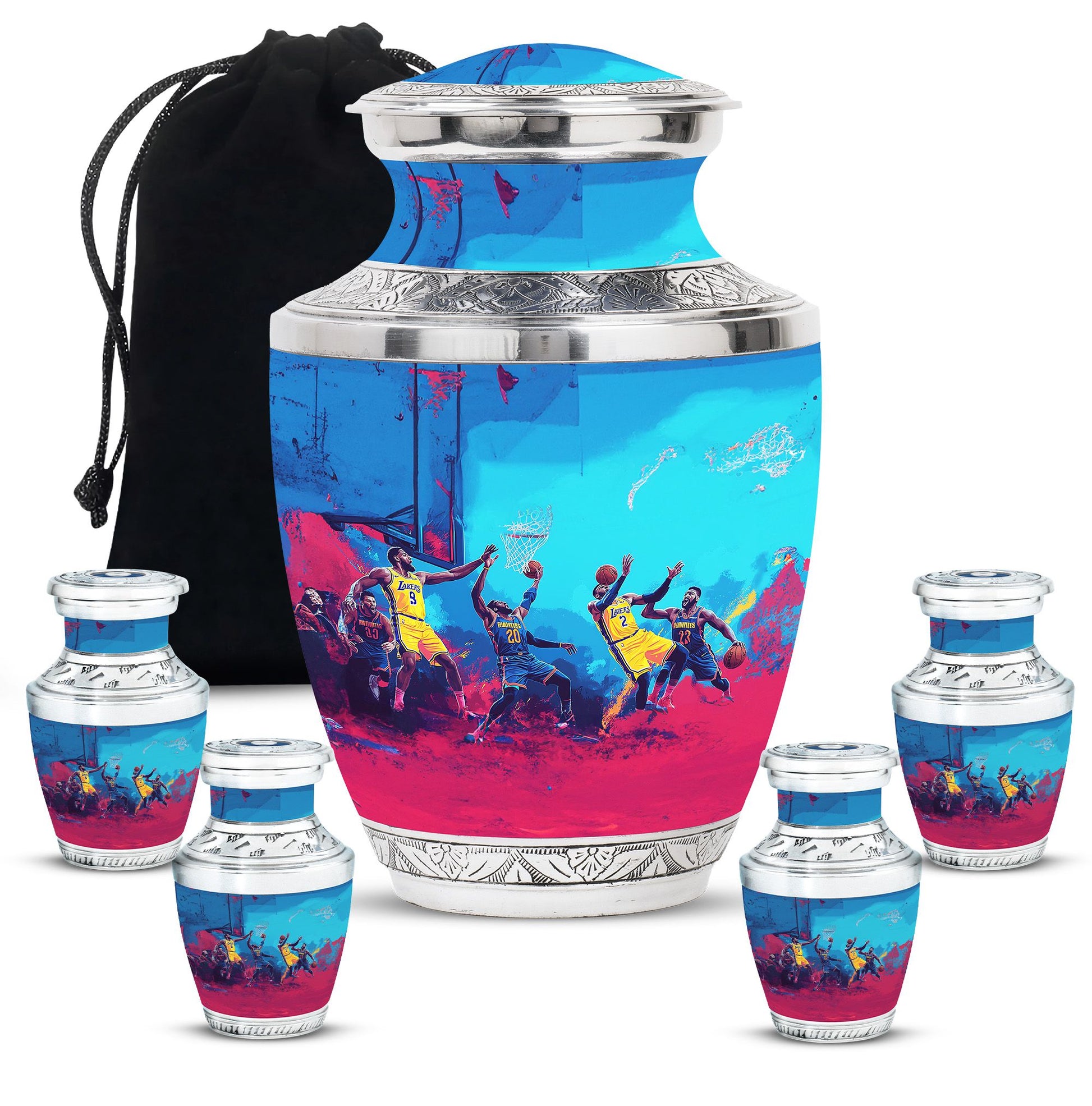 Football Theme Large Urn With 4 Keepsake Urn